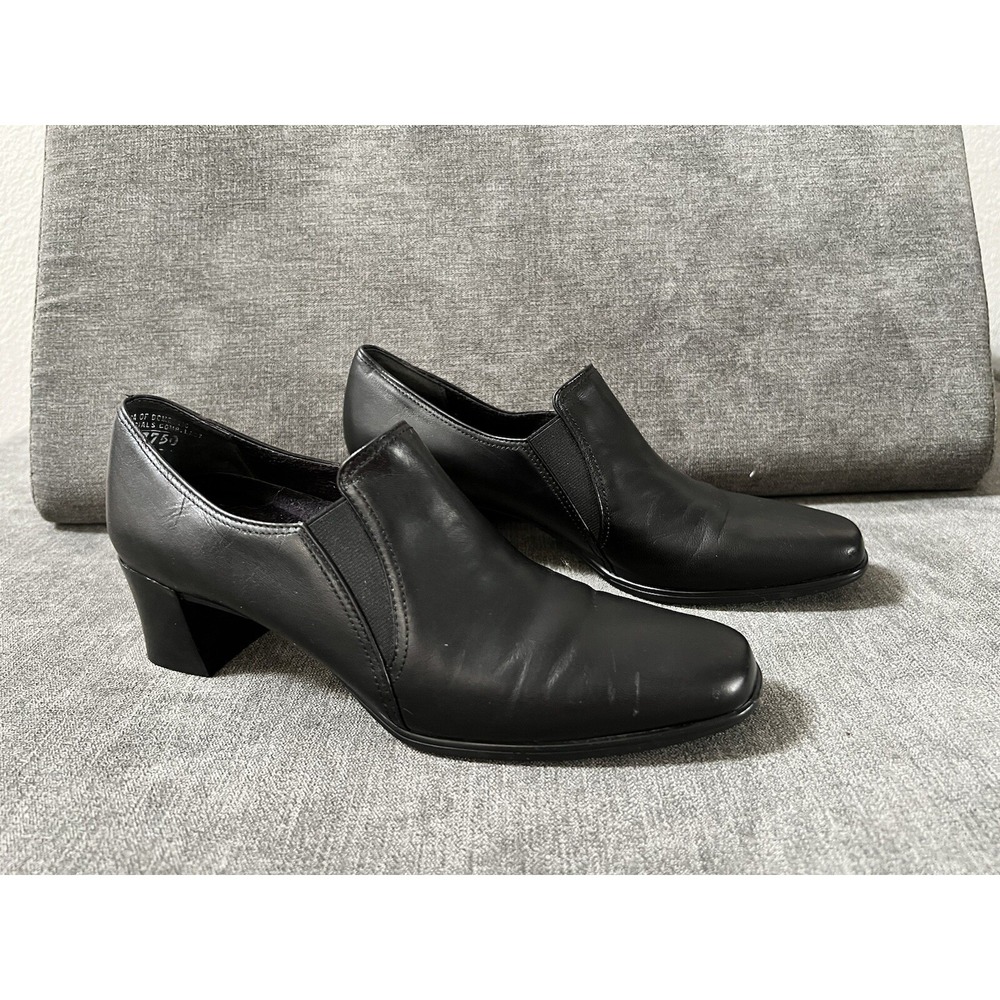 Munro Liz Womens Pumps 7.5N Block Heel Black Leather Formal Workwear Dress Shoe